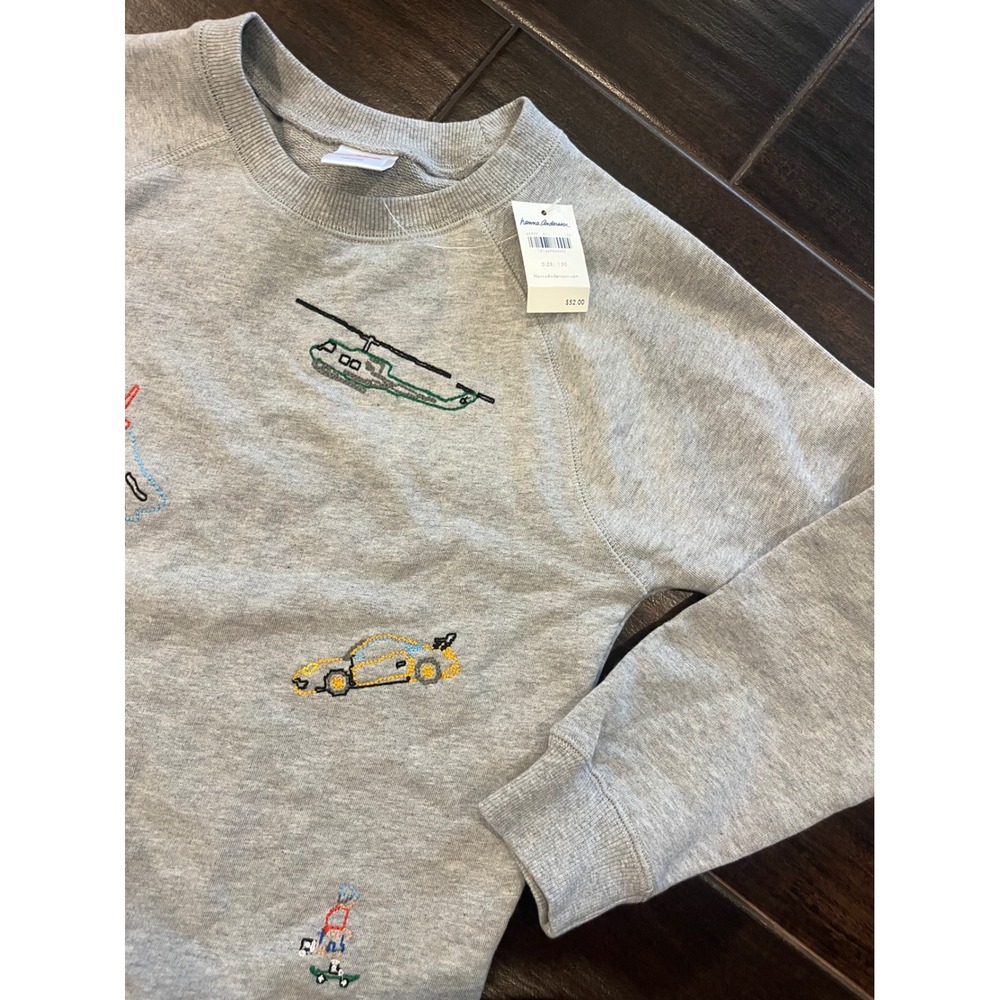 Hanna Andersson Kids Gray Embroidered Icon Sweatshirt Size 130 US 8 NWT